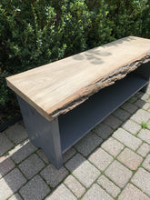 Load image into Gallery viewer, 46 inch Bench with Bark Edge and Charcoal Legs