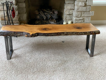 Load image into Gallery viewer, White Oak Live Edge Bench 60” with Metal Legs