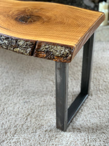 White Oak Live Edge Bench 60” with Metal Legs